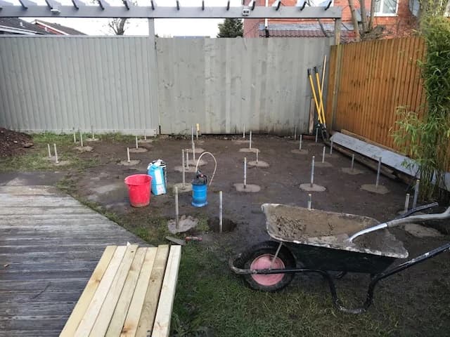 Garden area being prepared before the room is built